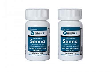 Senna Laxatives by Reliable 1 Laboratories | Natural Laxatives for Constipation Relief | Gentle Constipation Relief for Adults | Senna Tablets 8.6mg, 100 Count | 2 Bottles