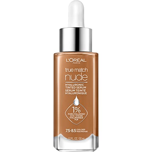 L’oréal Paris True Match Nude Hyaluronic Tinted Serum Foundation With 1% Hyaluronic Acid, Cool Deep 7.5-8.5, 1 Fl. Oz. #TOP2