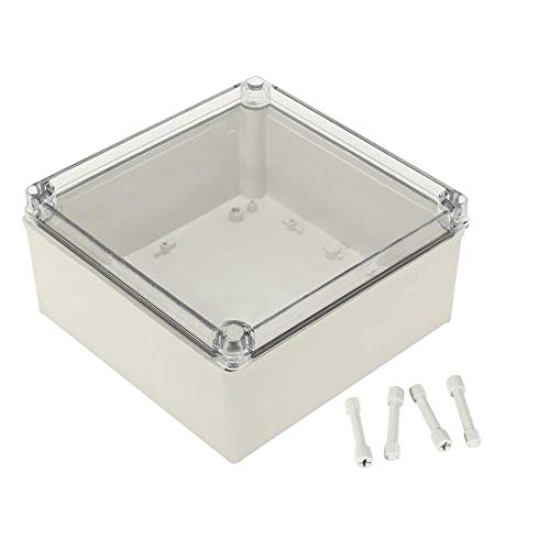 Image of ABS Junction Box w PC Transparent Cover, 8 x 8 x 3.7 inch Square IP65 Waterproof Project Case Enclosure