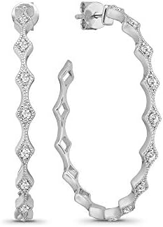 Sterling Silver Diamond Hoop Earrings (1/2 cttw, I-J Color, I2-I3 Clarity)