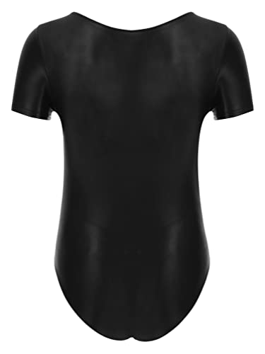 Mens Glossy Short Sleeve High Cut Bodysuit Rashguard Swimwear Summer Bathing Suit Mankini