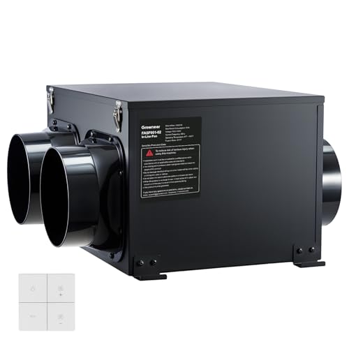 GROWNEER 310CFM Inline Exhaust Fan with Remote Control, 6 Inch Inline Box Fan, 5-Speed Ceiling Mount Ventilation Fan for Bathroom, Attic, Kitchen, Garage and Residential Applications
