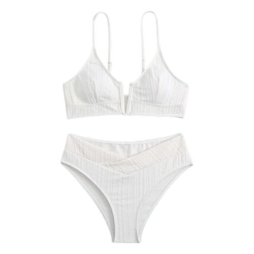 Sujetador Bikini Talla Grande Bikini Mujer Sin Traje de Baño para Mujer Conjuntos de Talle Trajes Baño Deportivos Piezas Bloque Bañador Secado Rapido (White M)