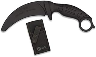 Nóż treningowy karambitowy, czarny, ostrze 10,6 cm, do sportów walki, Dummy, Airsoft, paintball, dekoracja, 100% bezpieczny K25 32336 + uchwyt na butelki