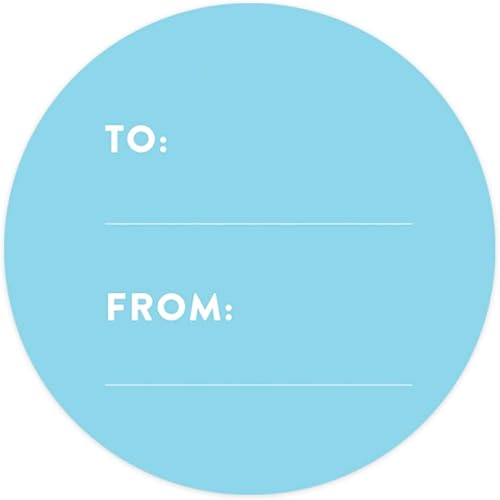 Andaz Press Etiquetas de regalo circulares, estilo moderno, haciadesde, azul bebé, paquete de 40 unidades