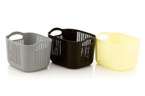 Image of BENAVJI Unbreakable Multi-Purpose Flexible Storage Basket with Handle Ideal for Kitchen, Bathroom & Home Organization Pack of 3