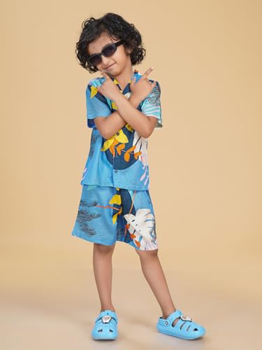 Image of Ninos Dreams Boys Cotton Rayon Coord Set with shorts /Holiday Shirt & Shorts