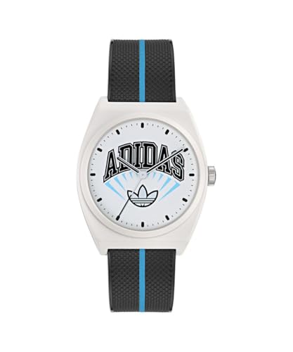adidas Project Two Unisex Armbanduhr, Quarz Analog, Kunststoff, 38 mm, Kunststoffarmband, Schwarz, 5 bar, Zifferblattfarbe: Mehrfarbig, AOST25038