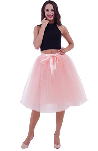 FOLOBE Falda de tutú de Las Mujeres Midi Tulle Faldas 7 Capas...