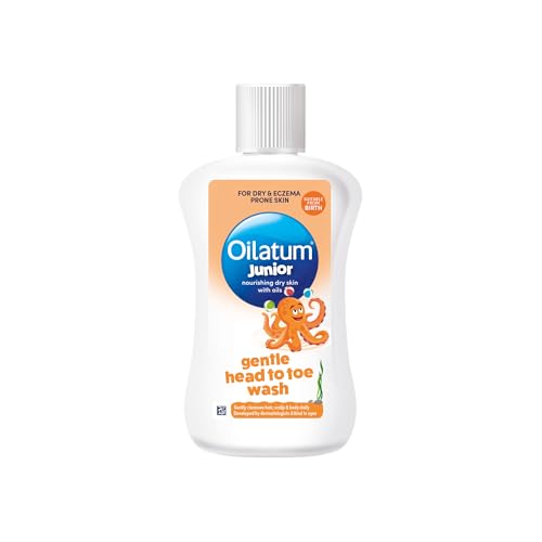 Oilatum Junior Gentle Head-to-Toe Wash Dry & Eczema-Prone Skin Gently Cleanses Hair Scalp & Body Suitable from Birth Everyday Use Fragrance & Soap Free Dermatologically Tested 1 x 300ml