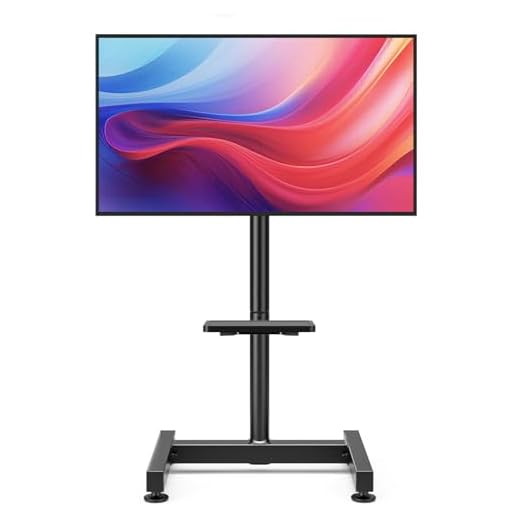 Floor TV Stand with Mount for 13-50 inch Screens, Tilting and Height Adjustable Floor Monitor Stand Mount, Portrait to Landscape, Portable TV Stand with Shelf Holds up to 77lbs Max VESA 200x200mm