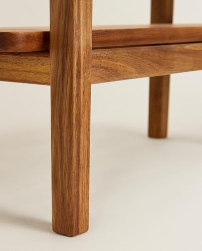 Image of Solid Sheesham Wood Bedside Table with Open Shelf | Minimalist Nightstand for Bedroom & Living Room | Wooden Side Table for Home Decor (Natural Finish)