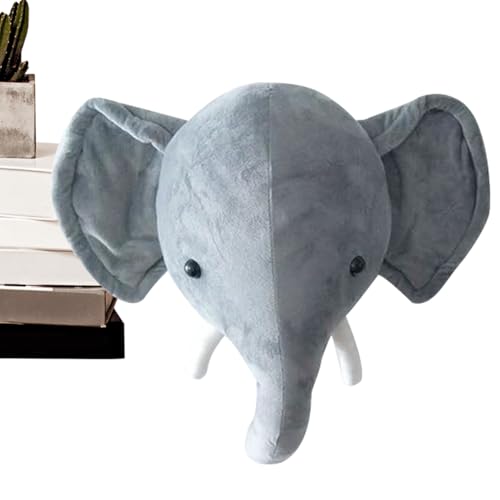 Générique Tête D’Animal en Peluche Murale – Peluche Courte avec Remplissage Coton PP | Tête DS’Éléphant À Accrocher | Décoration Murale pour...