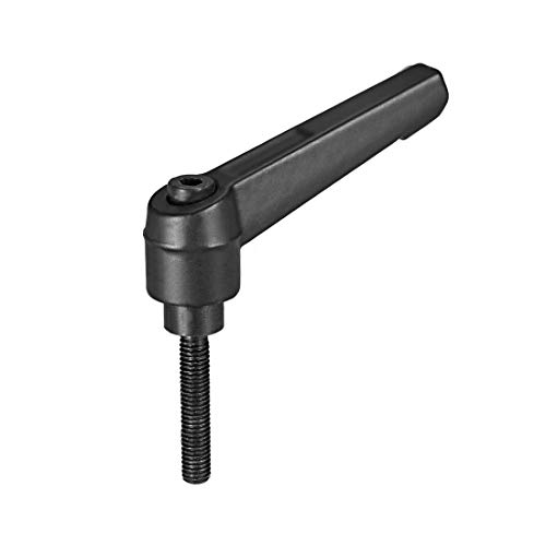 Image of uxcell Adjustable Clamping Lever Handle M5 x 25mm Metric Black Oxide Carbon Steel Male Threaded Stud Hand Knobs Push Button Ratchet Rotating Screw Handles Bolts with Locking Lever Black
