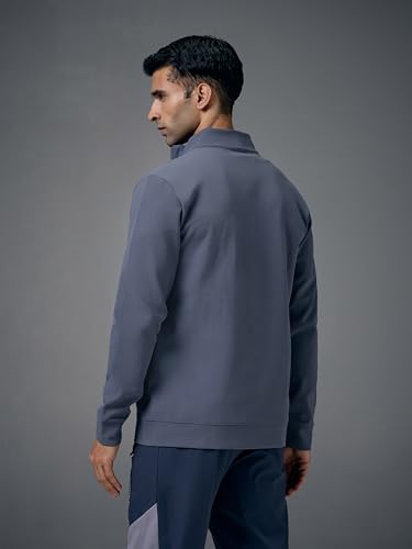 Image of TECHNOSPORT Men's Regular Fit Solid Mock Collar Jacket With Elasto Plus for Sports, Gym & Regular Use