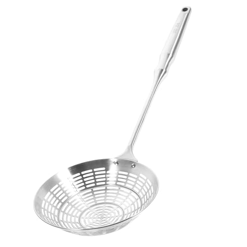 SHINEOFI Cuchara Colador de Acero Inoxidable Diseño Ergonómico con Mango Espumadera Multiusos para Cocina y Frituras Resistente y Fácil de Limpiar Utensilio Práctico para Colar Alimentos