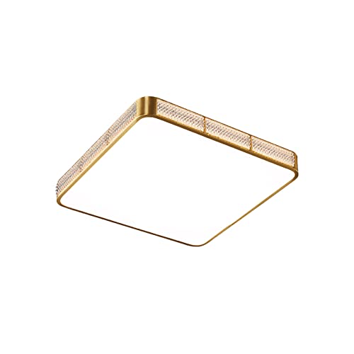 Plafonnier carré en cuivre pur luminaire chic de luxe pour salon et chambre