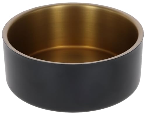 Kerbl Pet Ciotola in Acciaio Inox Golden, per Cani e Gatti, Acciaio Inossidabile, Regolazione della Temperatura, Antiscivolo, Lavabile in lavastoviglie, Nero, Oro,8.2 cm