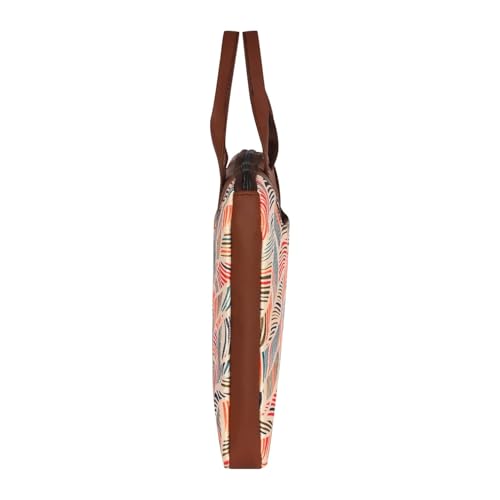 Image of Tabelito Designer Printed Laptop Sleeve for Women (13-15.6 Inch) | Jute & Vegan Leather Office Handbag | Lightweight Stylish Work Bag with Handle