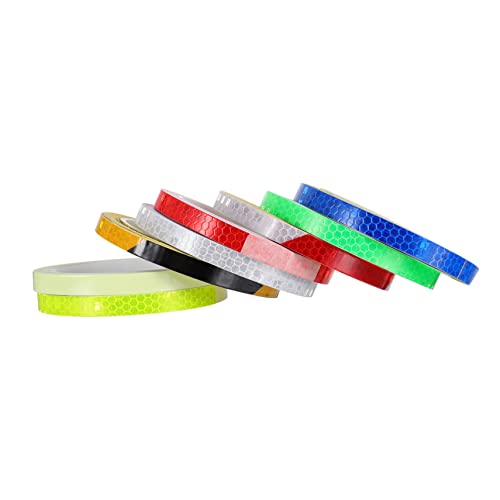INOOMP 8rolls Multi-Color Reflective Stickers for Helmets and Vehicles Easy to Apply Decals for Enhanced Night Safety for Road Visibility