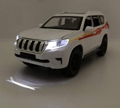 Image of 1:32 Scale Toyota Prado Toy Car | Metal Pullback Diecast Car for Kids with Openable Doors, Sound, Light Effects Toy for Car Enthusiasts (Color As Per Available),black