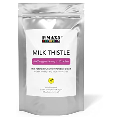 Milk Thistle (80% Silymarin) Tablets - High Strength 4000mg Supplement, 120 Tablets (2 per Serving) - Not Capsules or Tincture - Vegan, GMO-Free, Gluten-Free, UK Made Cover