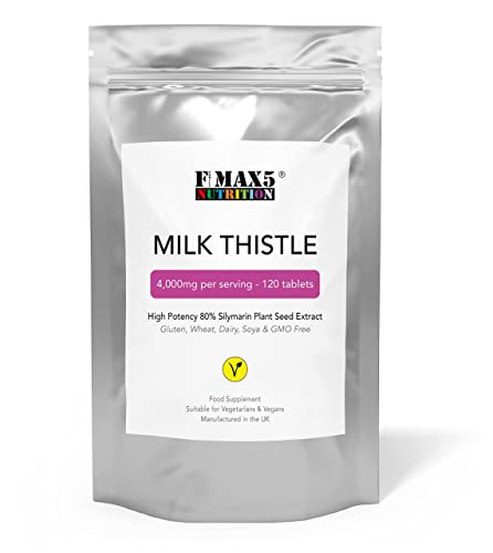 Milk Thistle (80% Silymarin) Tablets - High Strength 4000mg Supplement, 120 Tablets (2 per Serving) - Not Capsules or Tincture - Vegan, GMO-Free, Gluten-Free, UK Made