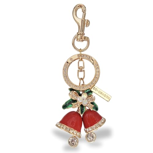 DC-Dragon Christmas Bell Keychain – Festive Red Enamel Bells with