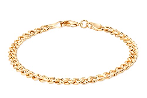 Barzel 18K Gold Plated 5Mm Curb/Cuban Link Chain Bracelet For Men Or Women cover