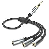 sovunis 3.5mm Stereo Audio Splitter Cable, Gold Plated 3.5mm (1/8') TRS 1 Male to 3 Female 3-Way Stereo Aux Splitter 1 Input 3 Output Stereo Audio Distributor Cable (3-Pole)