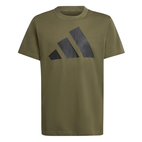 adidas Unisex Kids Essentials Big Logo T-Shirt, Olive strata/Black, 9-10 Years