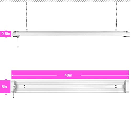 ANTLUX 4ft LED Grow Lights 50W Full Spectrum Integrated Growing Lamp Fixtures for Greenhouse Hydroponic Indoor Plant Seedling Veg and Flower, Plug in, ON/Off Pull Chain Included, 2 Pack - Thumbnail 4