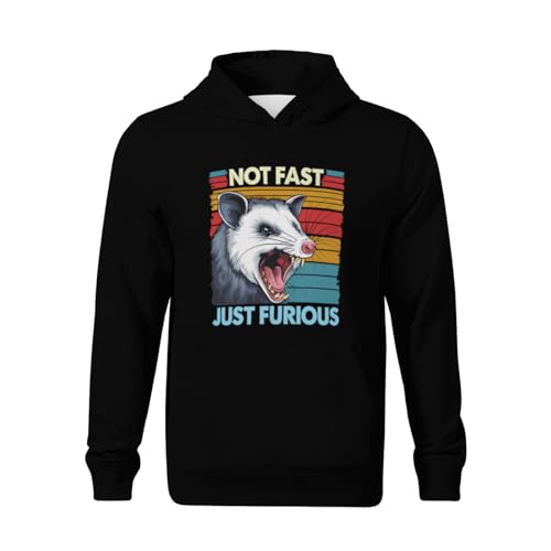 Kids Funny Not Fast Just Furious Angry Opossum Boys Girls Lightweight Kangaroo Pocket Fleece Hoodies2