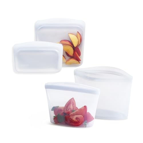 Stasher Premium Silicone Reusable Food Storage Bags, 4-Pack, Clea...