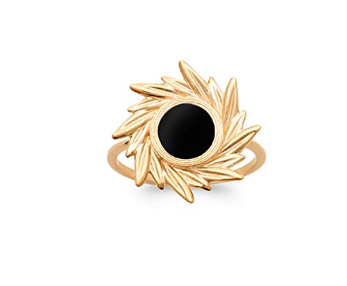 Bague plaqué or agate noire couronne épis bague femme tata gisèle