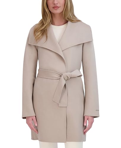 TAHARI Women's Peacoat Wool Blend Lapel Collar Trench Coat