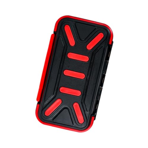 PEWETE 釣りルアータックルボックス 釣り収納ボックス 防水 軽量 取り外し可能な仕切り 淡水コンテナ 釣りルアーケース, Black Red S