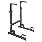 Adjustable Power Tower Dip Stand Station with Bench Pull Up Bar - Heavy Duty Multi-Function Fitness Equipment for Home Gym, Black