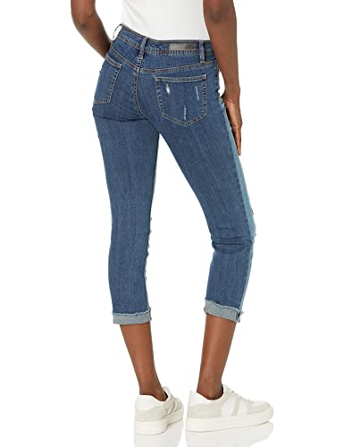 dollhouse Women's Size Plus Denim Cuffed Jeans with Heavy Destruction2