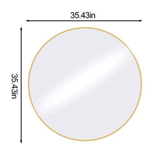 Image of HARRITPURE Round Mirror 35.4 inch Gold Wall Mounted Circle Mirror with Aluminum Alloy Frame Modern Design for Bathroom, Living Room, Vanity, Bedroom, Entryway