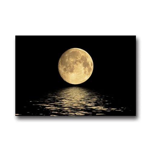 Affiches d'art lune noire et blanche KEBIA impression sur toile premium pour salon moderne