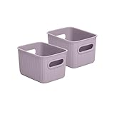 Superio Decorative Plastic Open Home Storage Bins Organizer Baskets, Small Lilac Purple (2 Pack) Container Boxes for Organizing Closet Shelves...