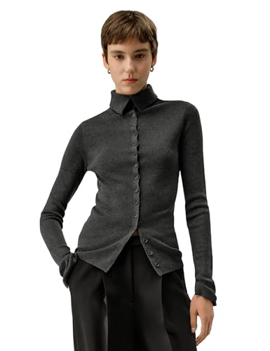 LilySilk Slim Fit Silk Cashmere Sweater for Women High Neck Soft Lightweight Long Sleeve Fall Winter Pullovers