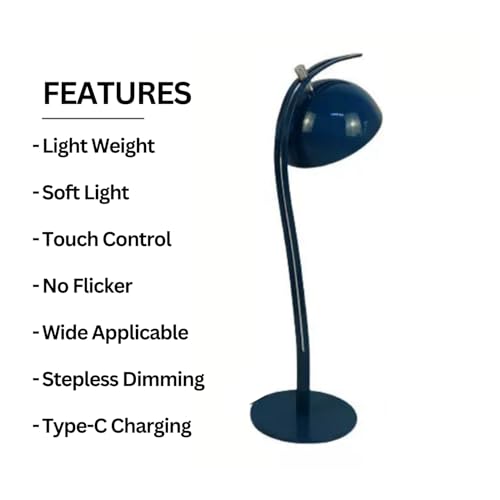 Image of NYRWANA Table Lamp for Study Room, Study Lamp, 3 Modes Touch Control LED Desk Lamp, Study Table Lamp, Lamp Light for Study, Diwali Gifts for Family & Friends, Desk Lamp - USB-C Rechargeable (Blue)