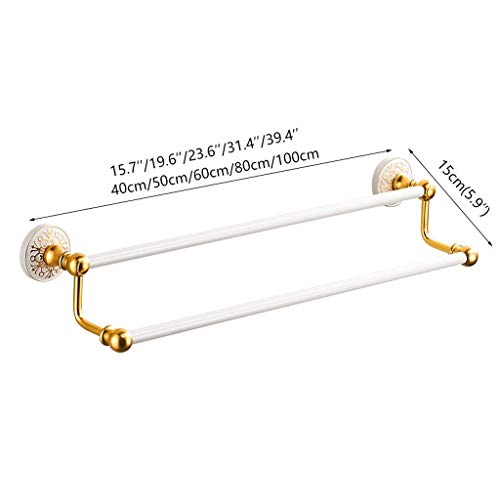 Porte-serviettes mural double aluminium style européen rangement 50 cm