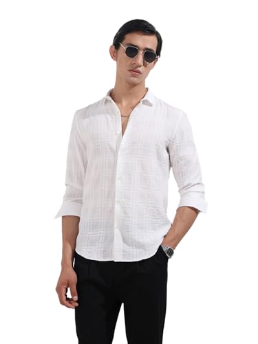 Chemise de fête homme col découpé coupe ajustée blanc L