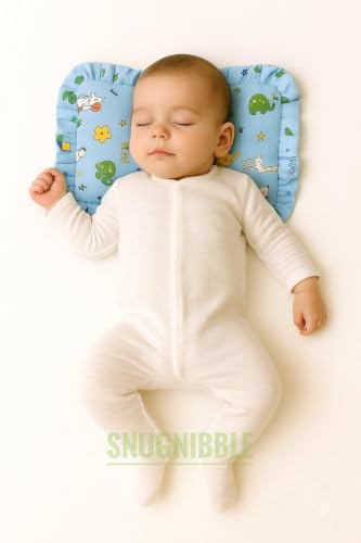Image of Baby Pillow Jungle Print Cotton Pillow with Mustard Seed Filling (Blue)