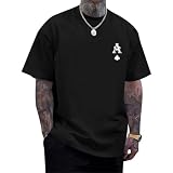 Zoemghc Men's Graphic Tees Vintage Oversize T Shirts Poker Ace of Spades Shirt Streetwear Rapper Casual Tee Top(Black,M)