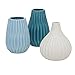 Produktbild ReWu Blumenvase aus Keramik im 3er Set Mattes Design Mehrfarbig Höhe 14 cm Tischdekoration Moderne Vase Tischvase - Petrol