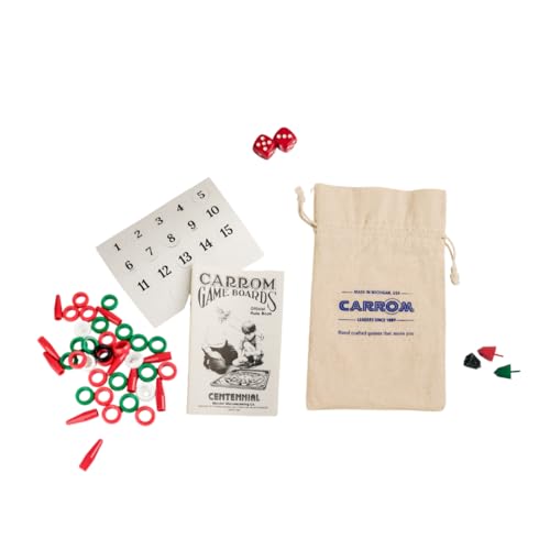 Carrom Board Equipment Set — Includes 44 Playing Pieces, Instruction Manual and Carrying Case — Extra Accessories for Board Games for Adults & Children — Durable Sports Board Game Accessories